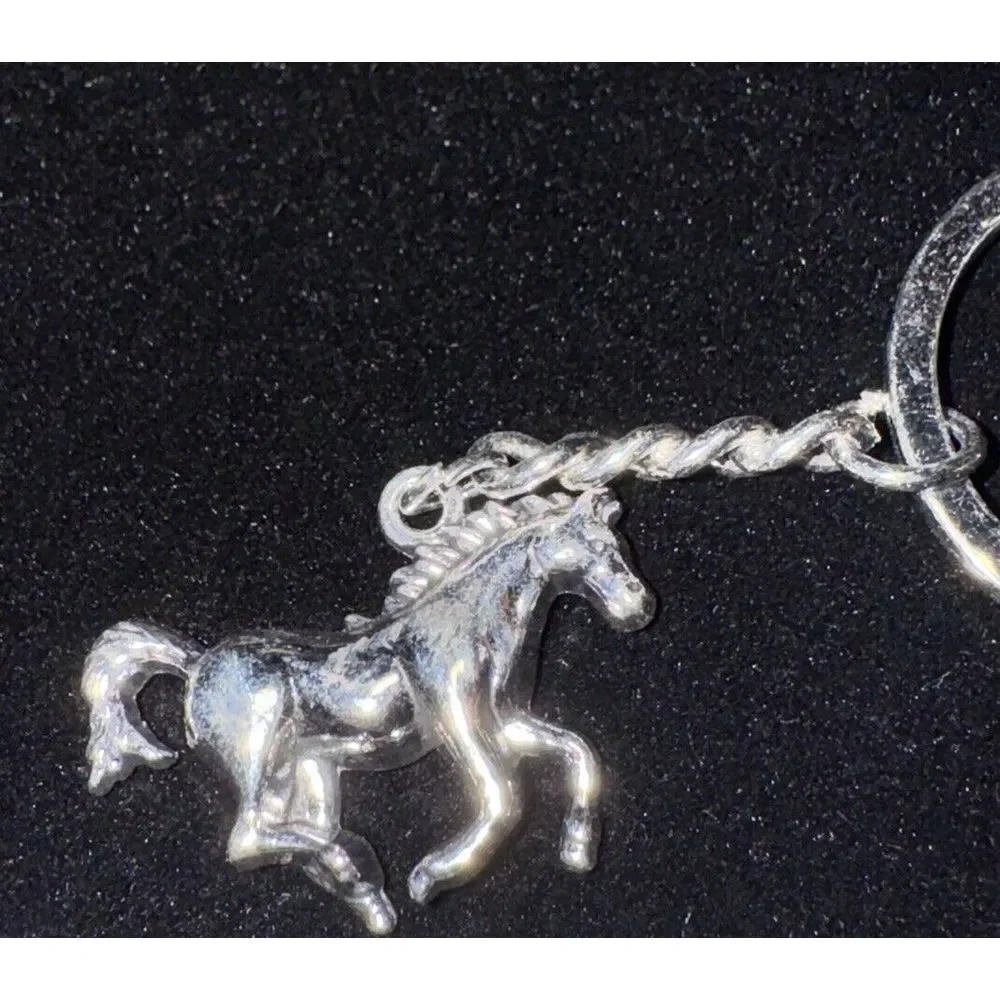 Luxury‎ Running Horse Keychain Metal Silver Tone